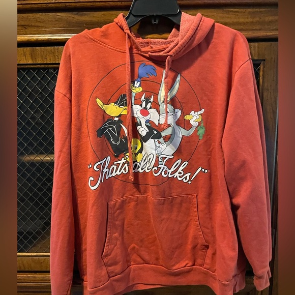 Warner Bros. Looney Tunes Graphic Hoodie in Red - Picture 1 of 3
